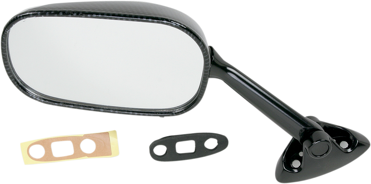 Mirror - Side View - Black/Carbon Fiber - Rectangle - Left - Suzuki