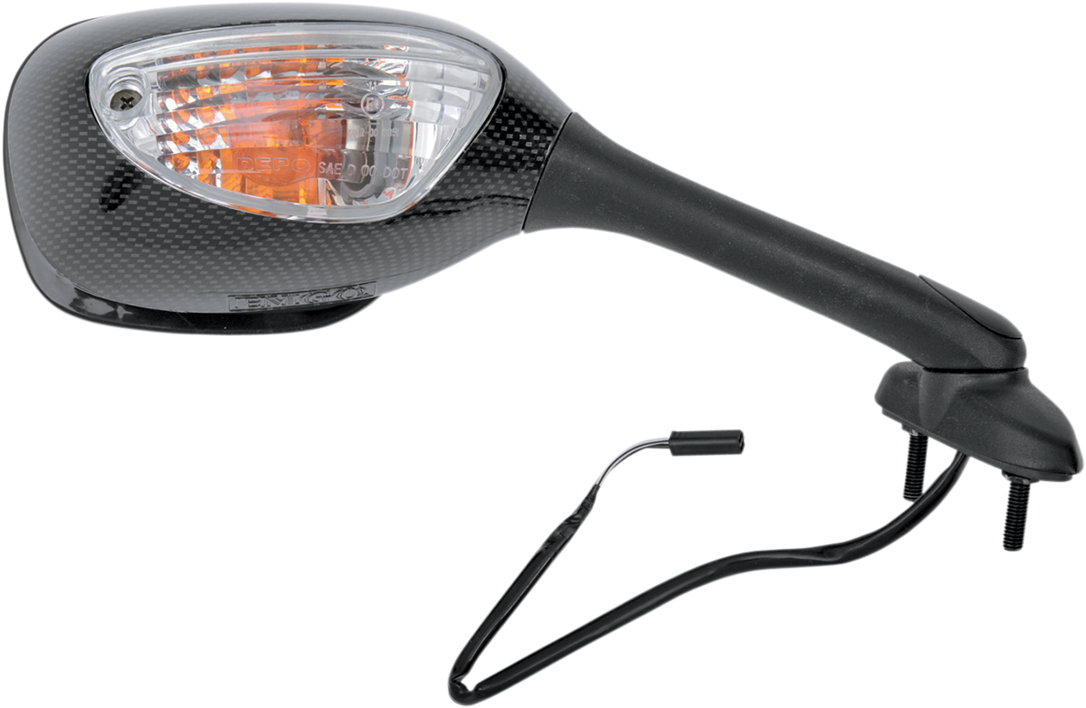 Mirror - Side View - Lighted - Black/Carbon Fiber - Rectangle - Right - Suzuki