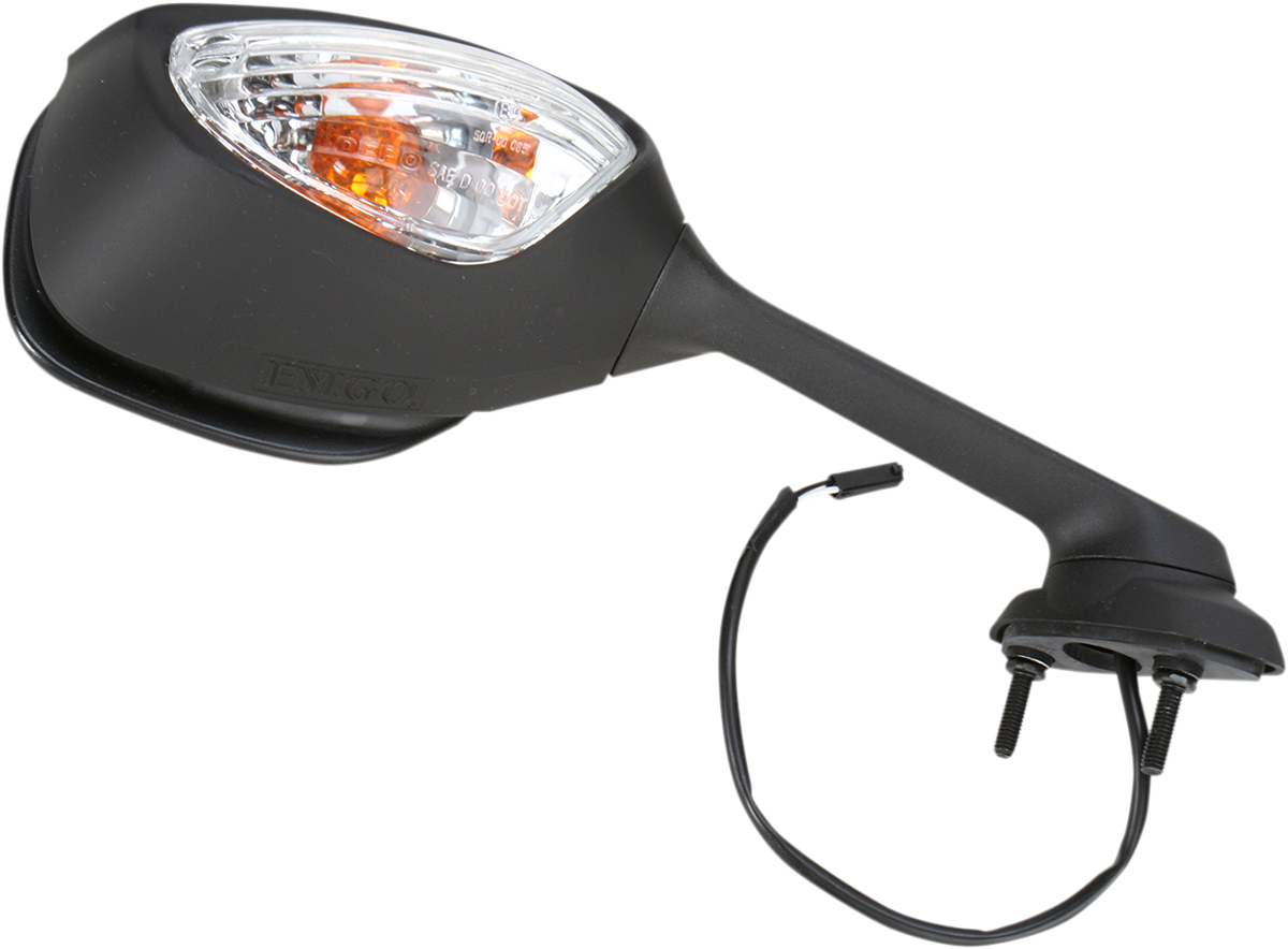 Mirror - Side View w/Integrated Turn Signals - Oval - Black - Right