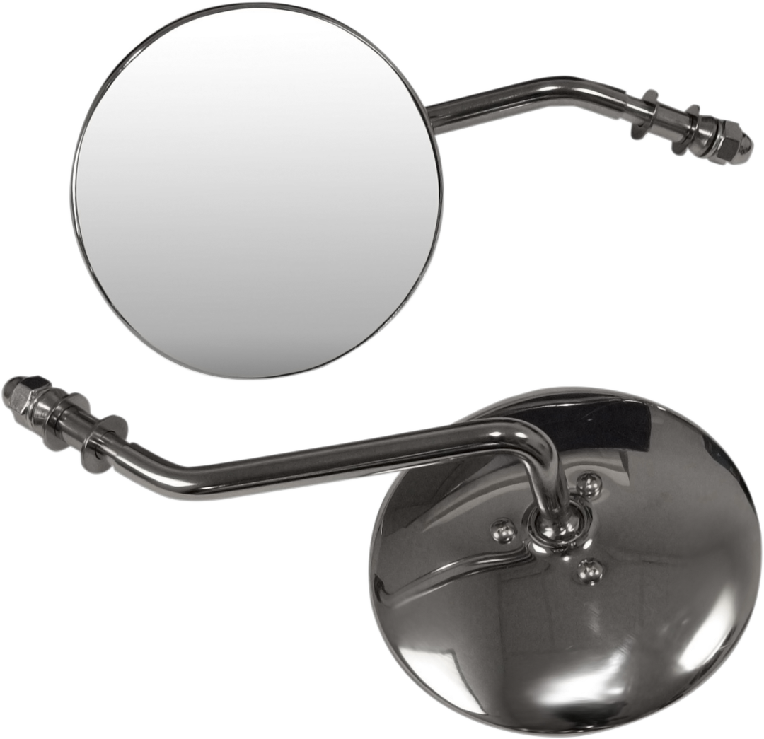 Mirrors - Side View - Smooth/Round - Short Stem - Pair - Universal