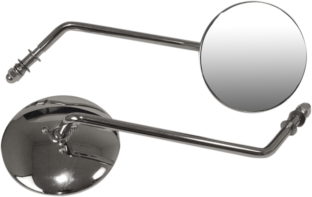 Mirrors - Side View - Smooth/Round - Long Stem - Pair - Universal