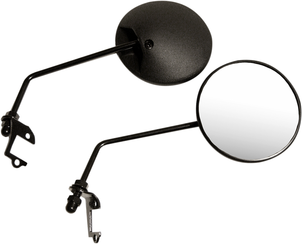 Mirrors - True Vision/Enduro - Side View - Round - Black - Left/Right - Pair