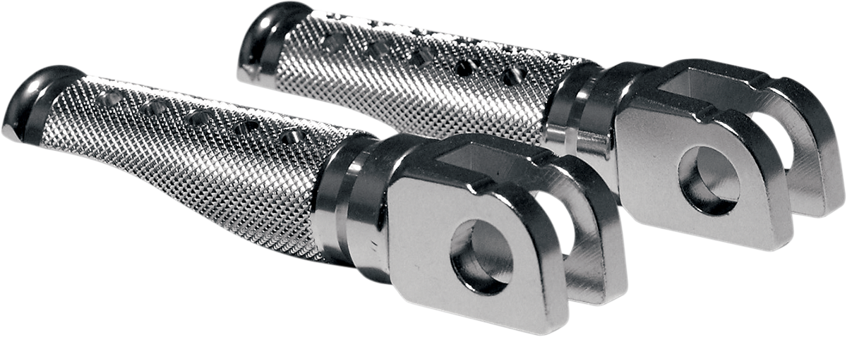 Slash-Cut Foot Pegs - Driver - Silver - Suzuki