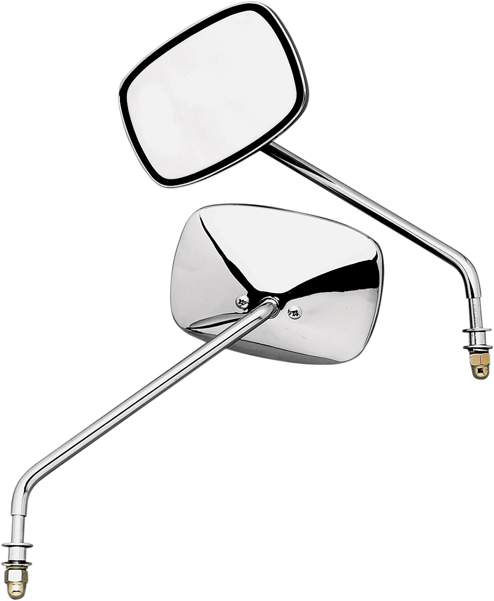 Mirrors - Side View - Plain Face/Rectangle - Long Stem - Left/Right - Screw-In - Pair
