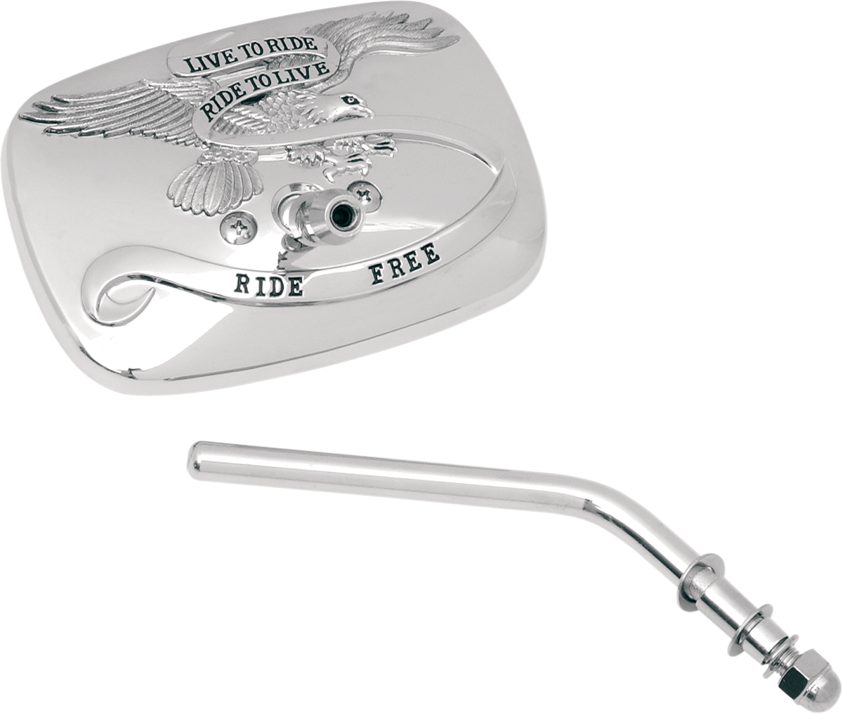 Mirror - "Live to Ride" - Side View - Rectangle - Chrome - Right