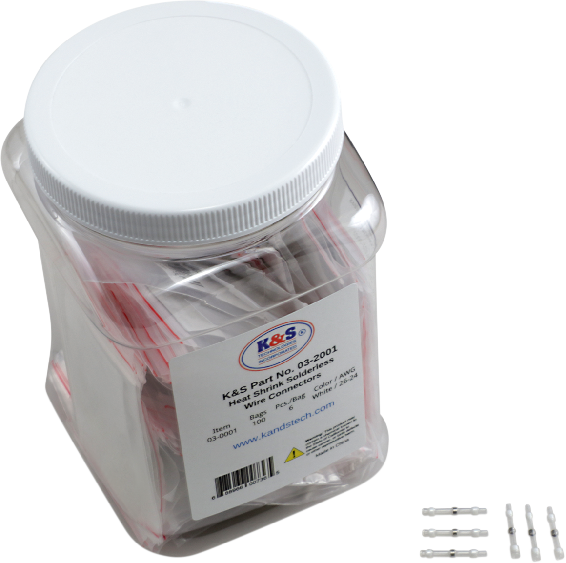 Wire Connectors - Solderless - 26-24 AWG - White - 6 pcs per Pack