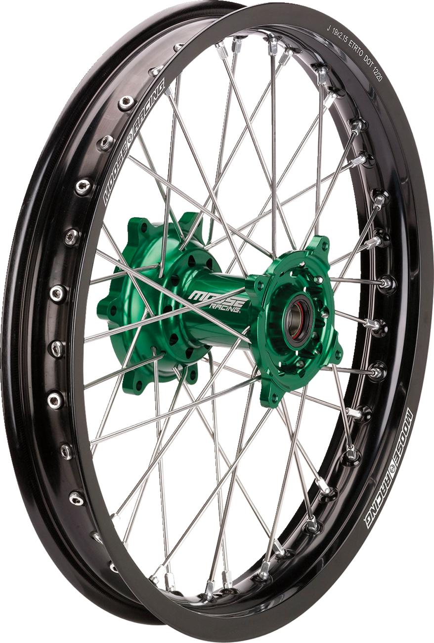 Wheel Assembly - SX-1 - Complete - Rear - Black Wheel/Green Hub - 18x2.15 - Kawasaki KX