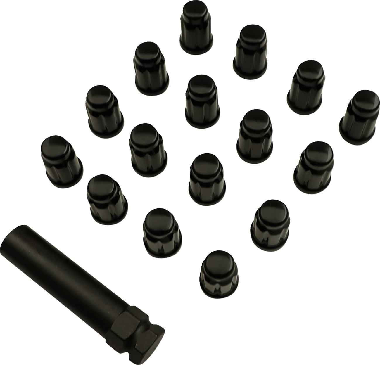 Lug Nuts - Splined - M10 x 1.25 - Black - 16 Pack