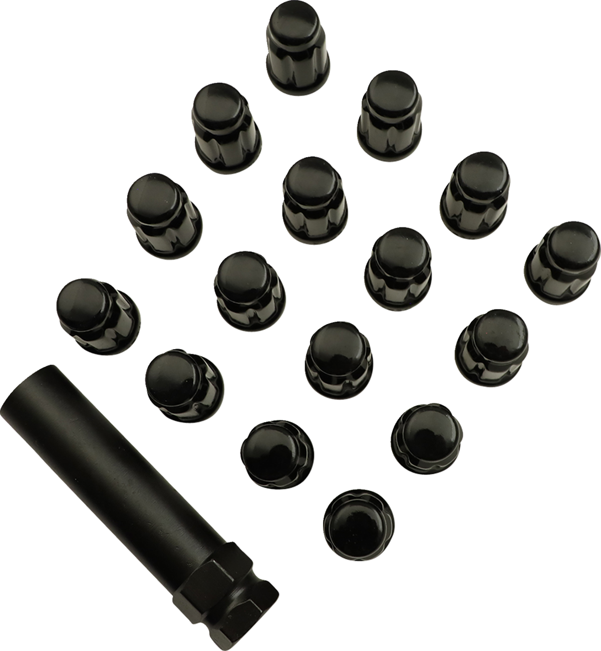 Lug Nuts - Splined - 3/8-24 - Black - 16 Pack