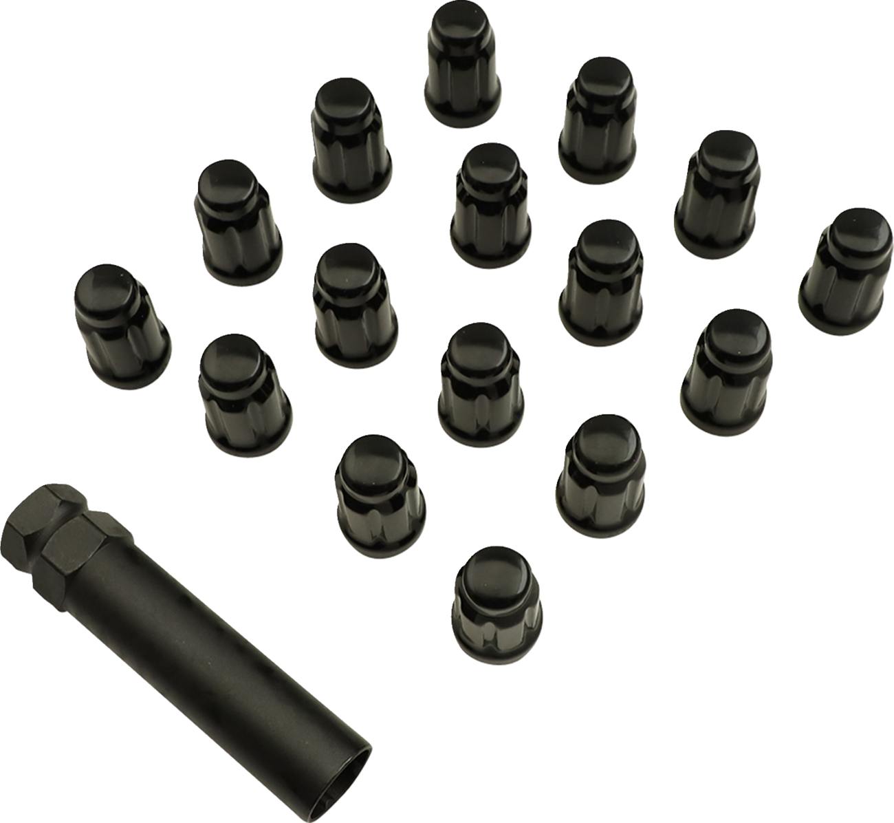 Lug Nuts - Splined - M12 x 1.25 - Black - 16 Pack