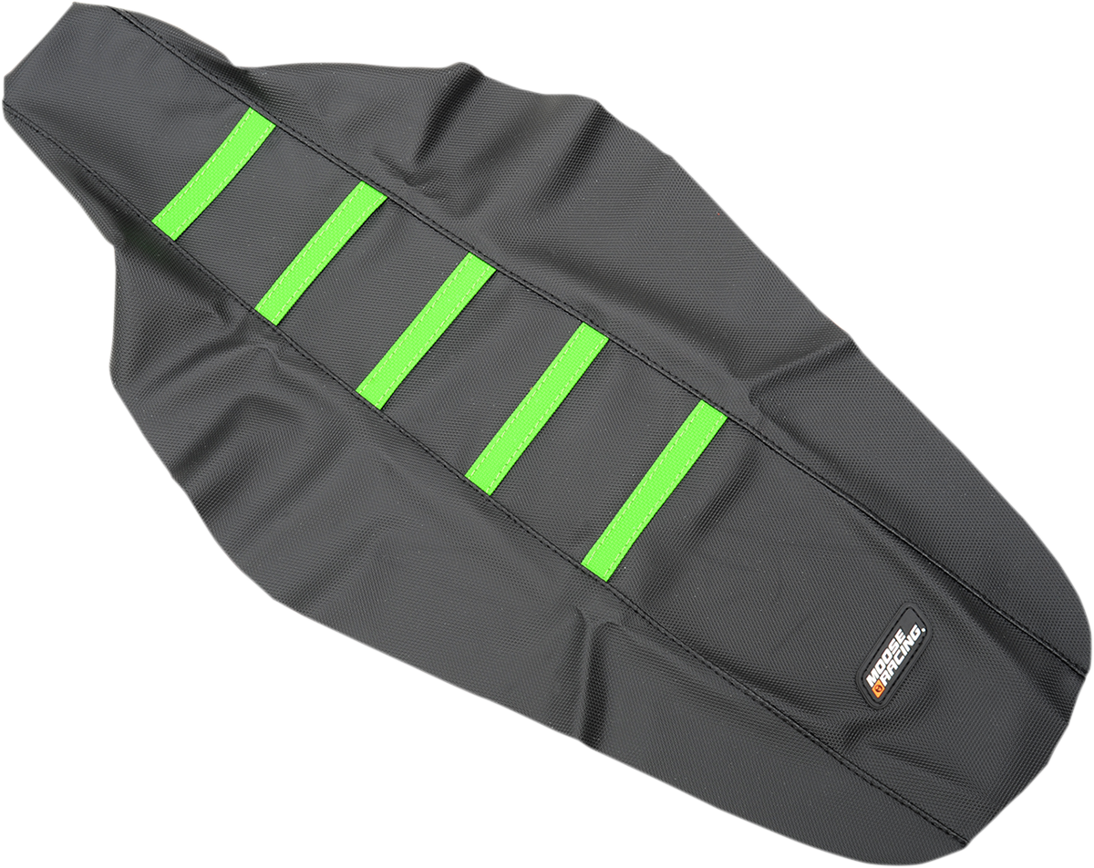 Ribbed Seat Cover - Black Cover/Green Ribs - Kawasaki KX450F '16-'18
