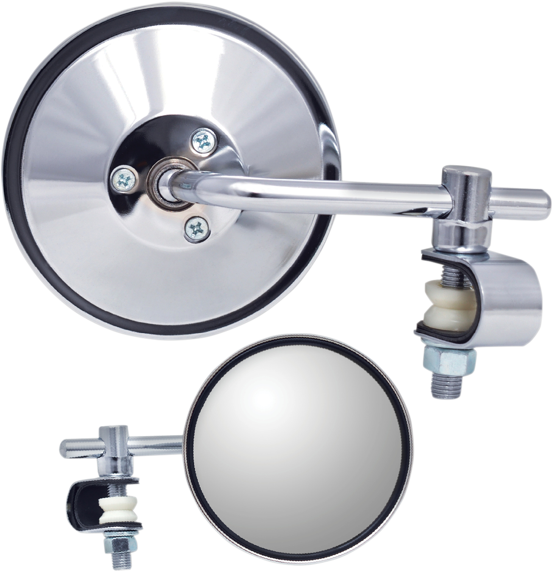 Mirror - Side View - Round - Chrome - Short - Each