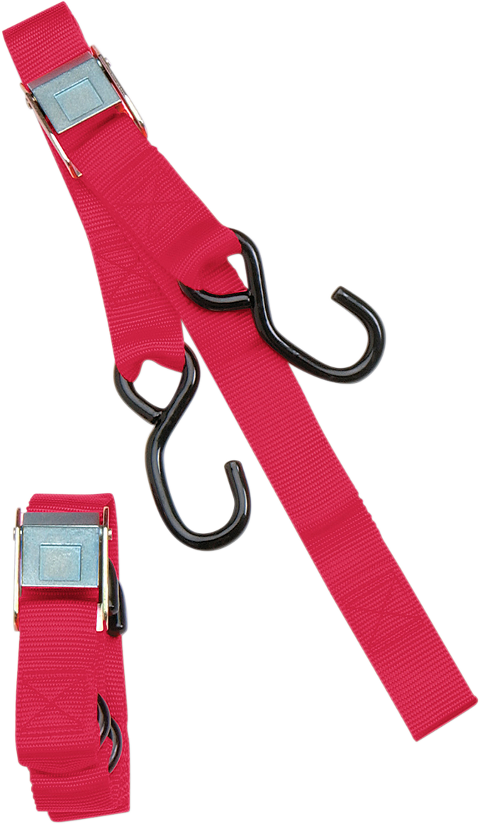 Heavy-Duty Cam Buckle Tie-Downs - 1-1/2" x 6' - Red