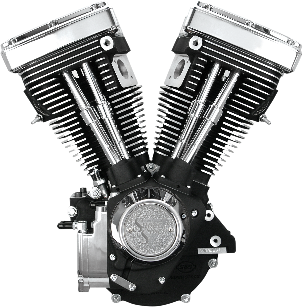 V80 Long-Block Engine - Wrinkle Black - Custom Chassis | Evolution Big Twin