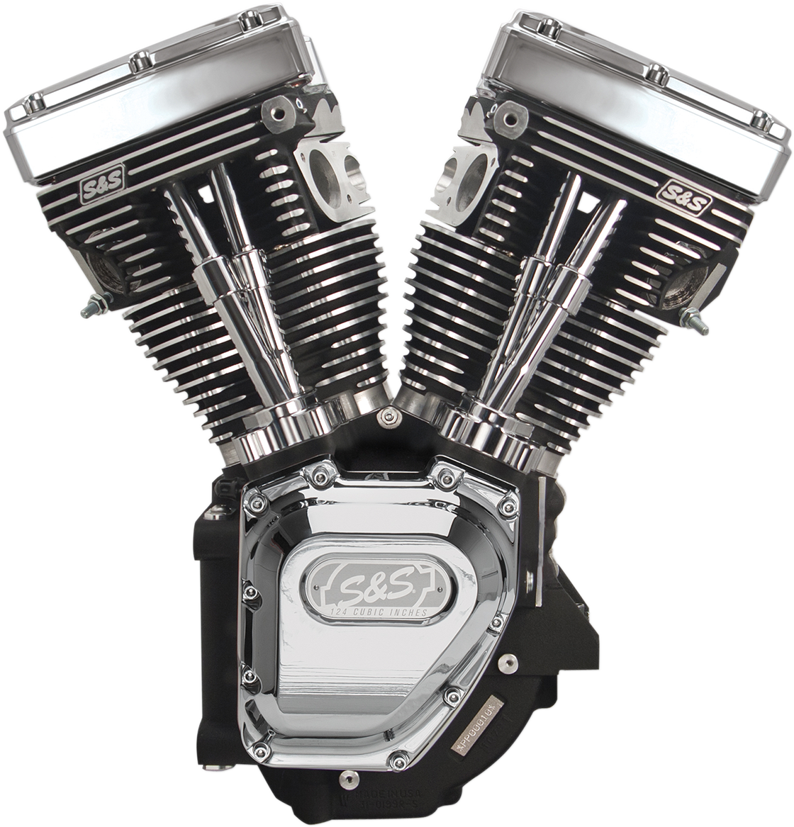 T124 Long Block Engine - Wrinkle Black with Chrome - Touring | Dyna