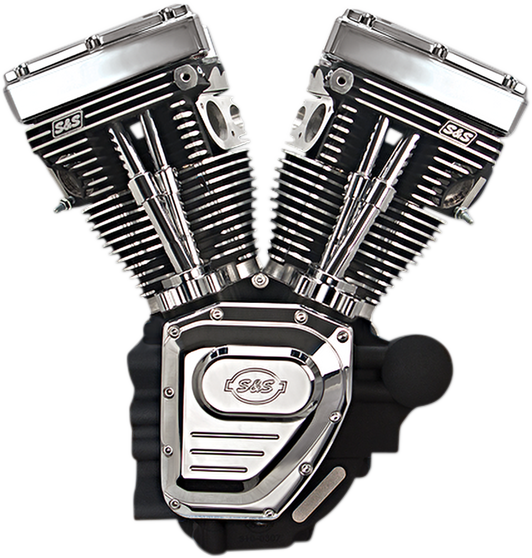 T124 Long Block Engine - Wrinkle Black and Chrome - Touring