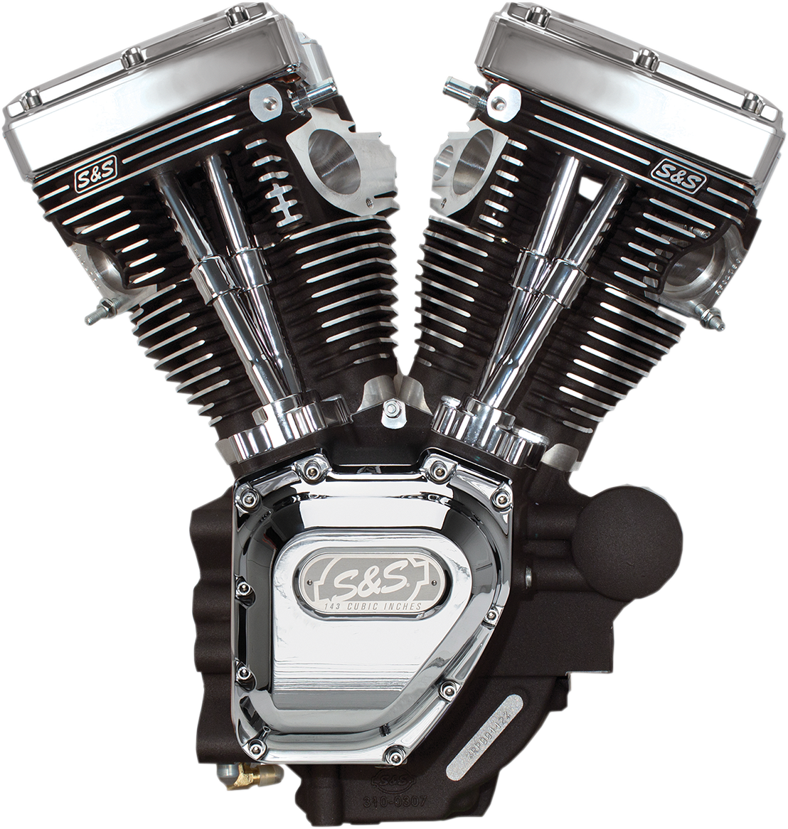T143 Long Block Engine - Wrinkle Black and Chrome - Touring