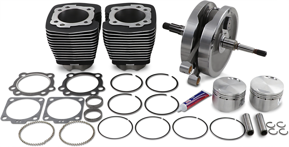96" Sidewinder® - 3.625" Big Bore - Stroker Kit - Wrinkle Black - Evolution Big Twin