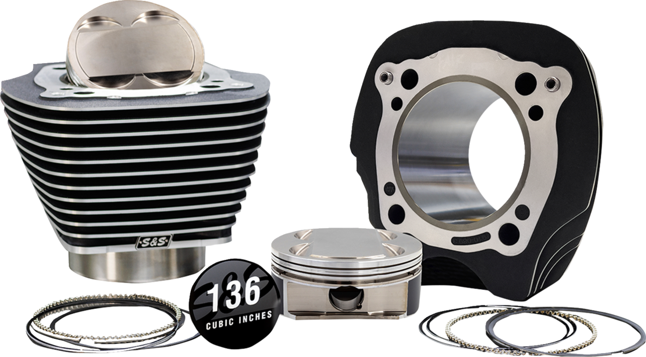 132" High Compression | 136" Big Bore Kit - 4.320" Bore - Black w/Highlighted Fins - M8