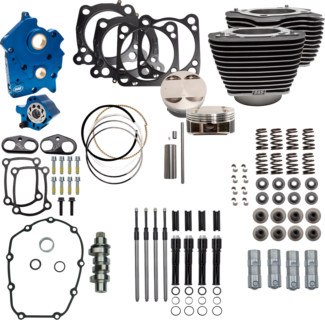 Power Pack - Water Cooled - 550C - Wrinkle Black w/Highlight - Black Pushrod Tubes - M8