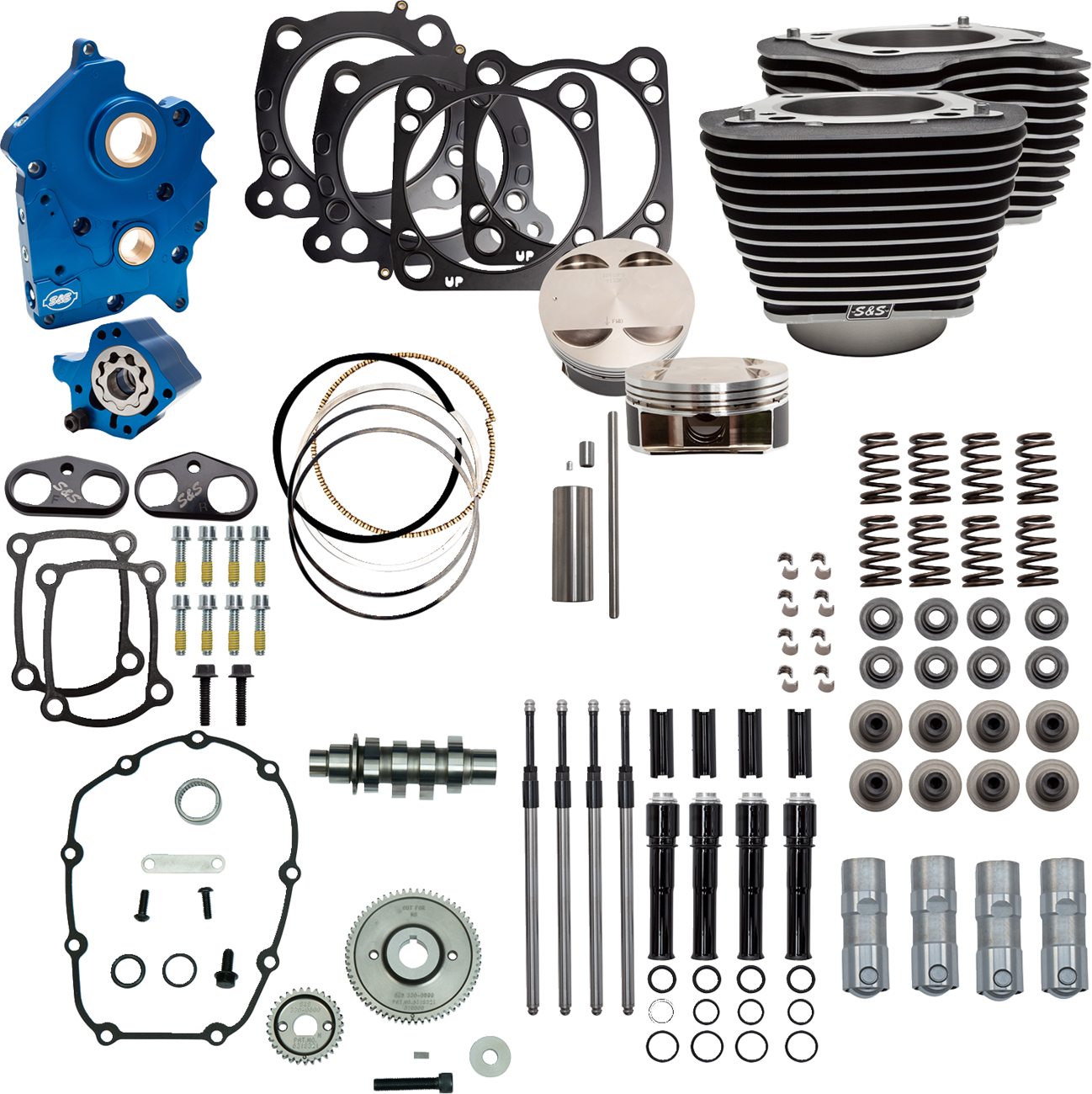 Power Pack - Oil Cooled - 550G - Wrinkle Black w/Highlight - Black Pushrod Tubes - M8