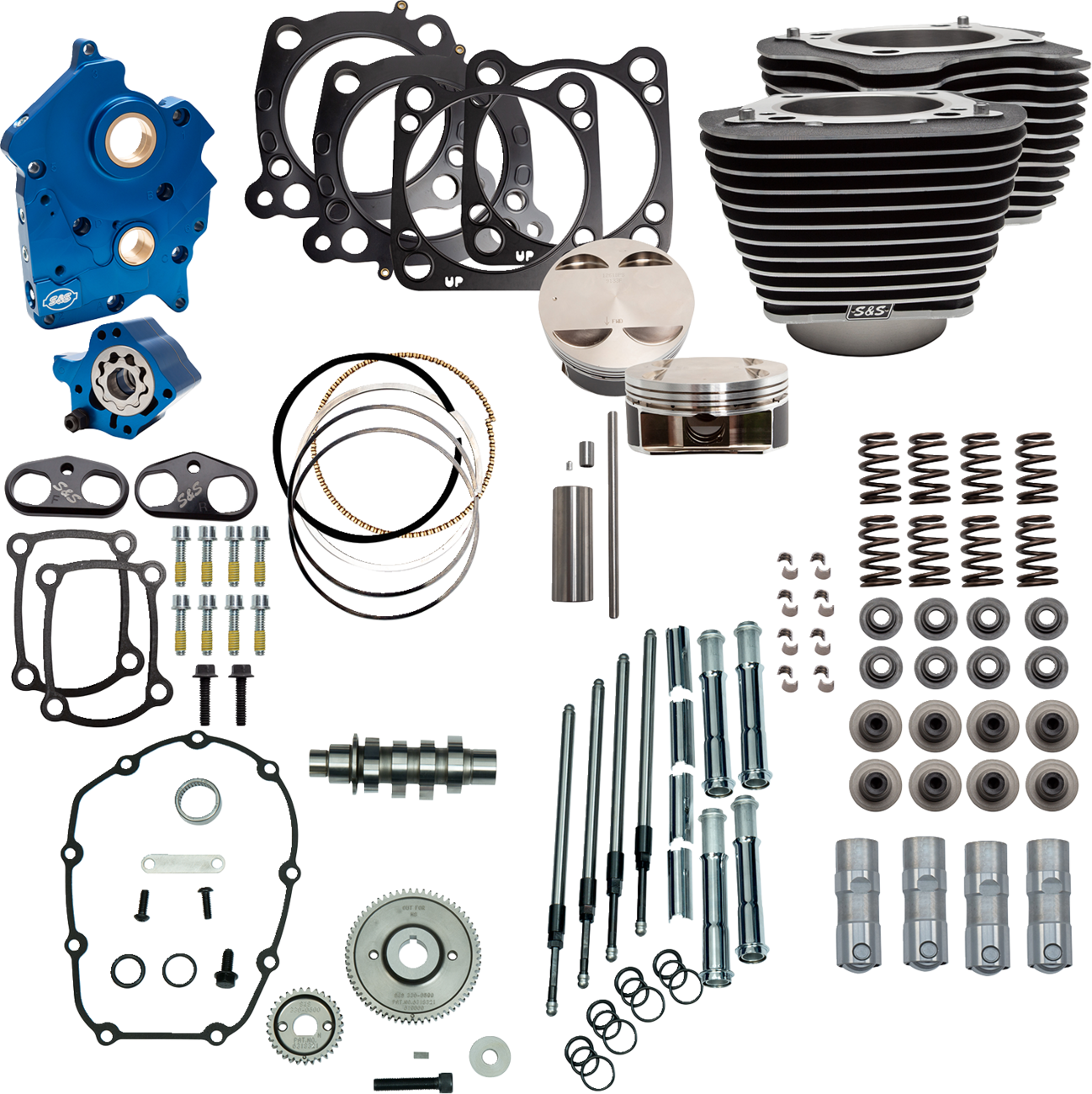 Power Pack - Water Cooled - 550G - Wrinkle Black w/Highlight - Chrome Pushrod Tubes - M8