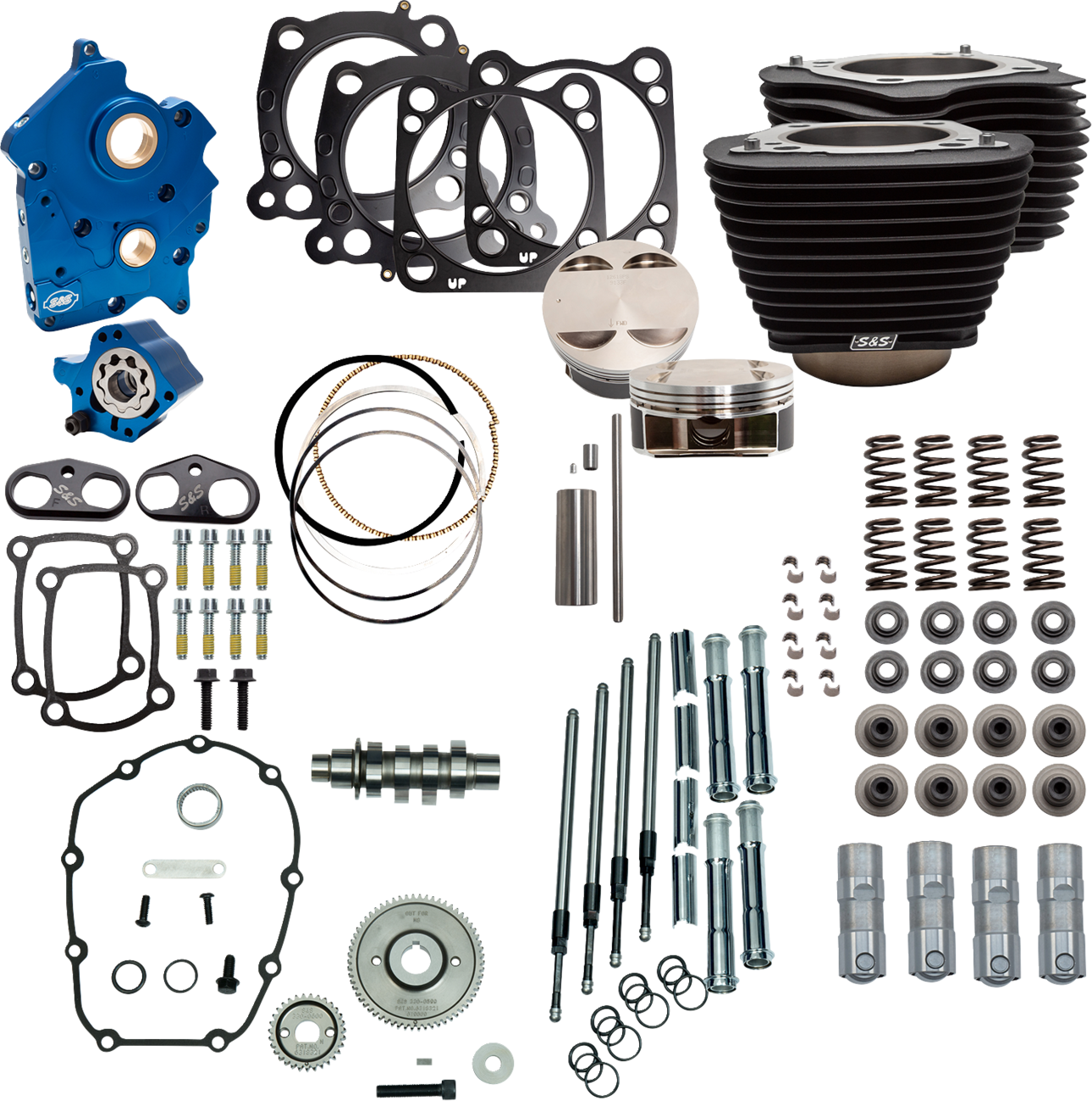 Power Pack - Oil Cooled - 550G - Wrinkle Black w/o Highlight - Chrome Pushrod Tubes - M8