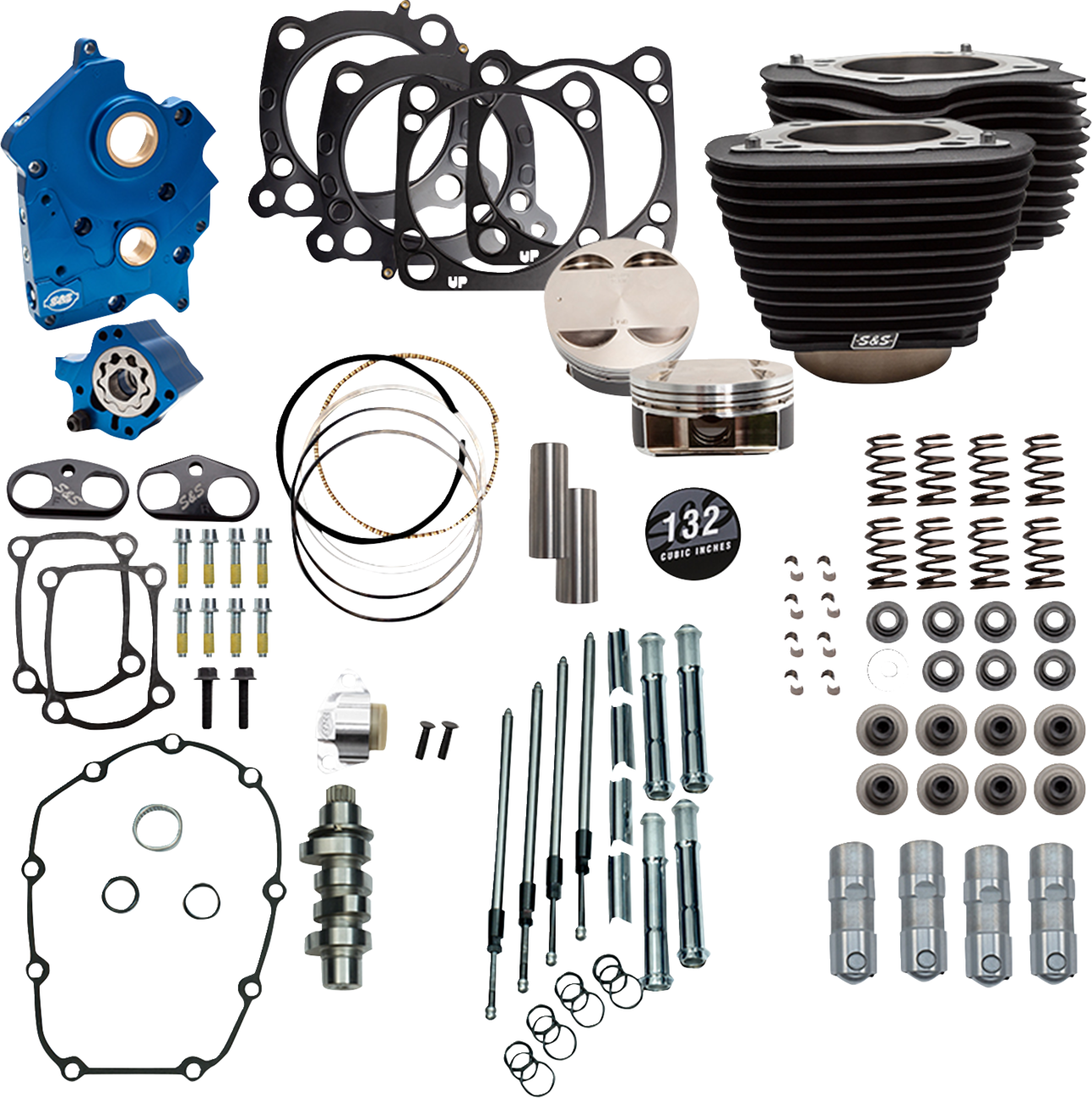 Power Pack - Oil Cooled - 550C - Wrinkle Black w/o Highlight - Chrome Pushrod Tubes - 114"/117" M8