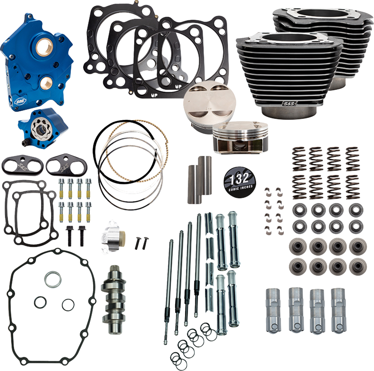 Power Pack - Oil Cooled - 550C - Black Granite w/Highlight - Chrome Pushrod Tubes - 114"/117" M8