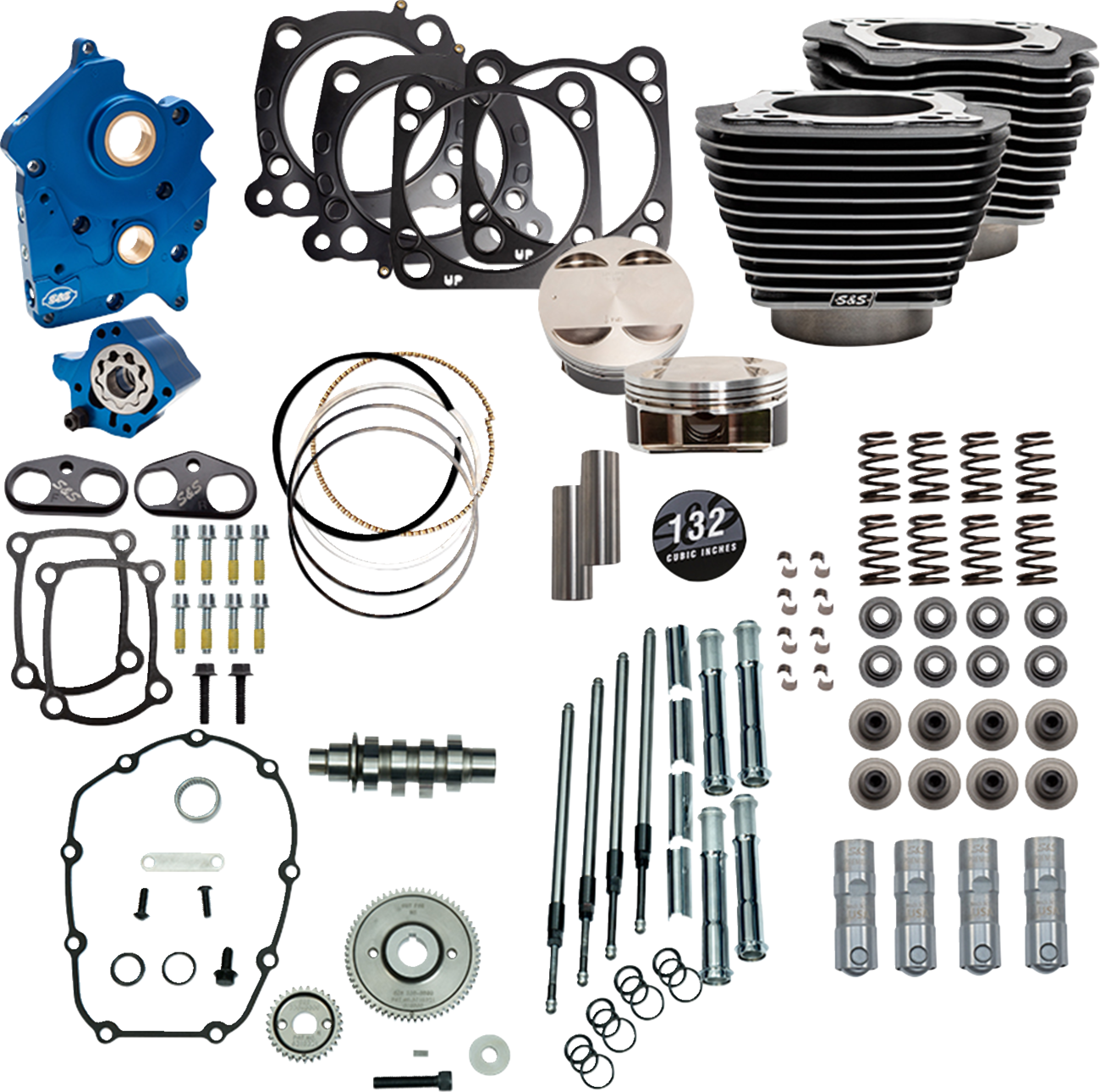 Power Pack - Oil Cooled - 550G - Black Granite w/Highlight - Chrome Pushrod Tubes - 114"/117" M8