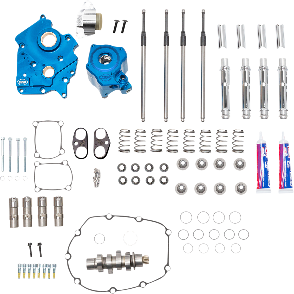 Cam Chest Kit with Plate - Chain Drive - Water Cooled - 540 Cam - Chrome Pushrods - M8
