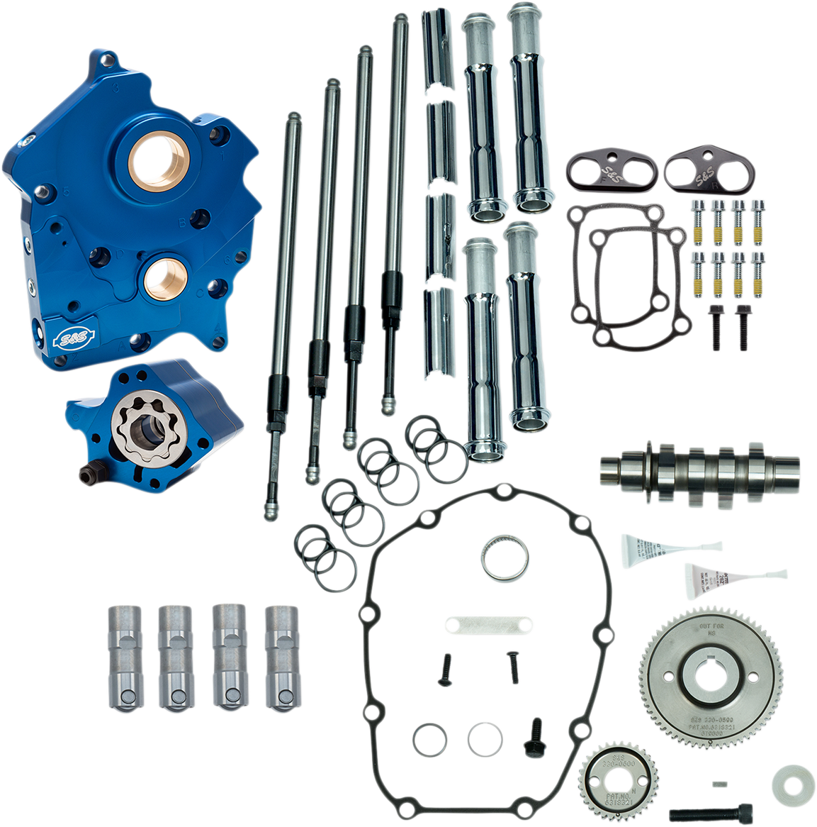 Cam Chest Kit - Water Cooled - Gear Drive - 475 Cam - Chrome Pushrod Tubes - M8