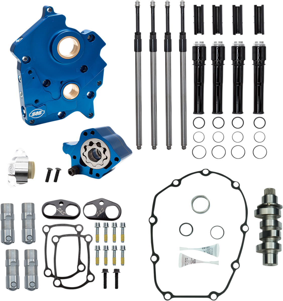 Cam Chest Kit - Oil Cooled - Chain Drive - 465 Cam - Black Pushrod Tubes - M8