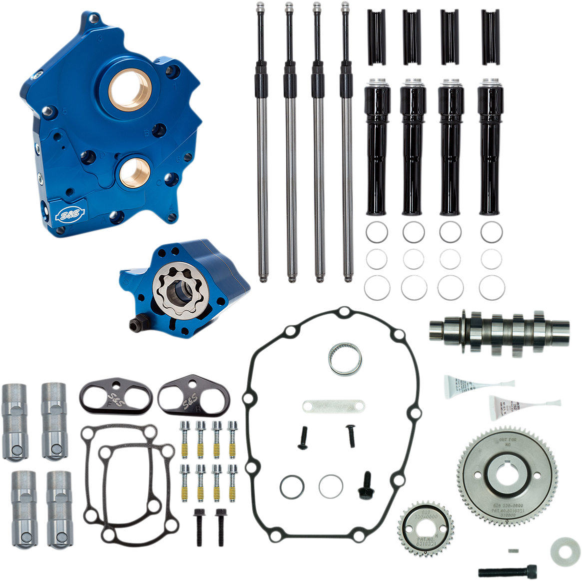 Cam Chest Kit - Oil Cooled - Gear Drive - 465 Cam - Black Pushrod Tubes - M8