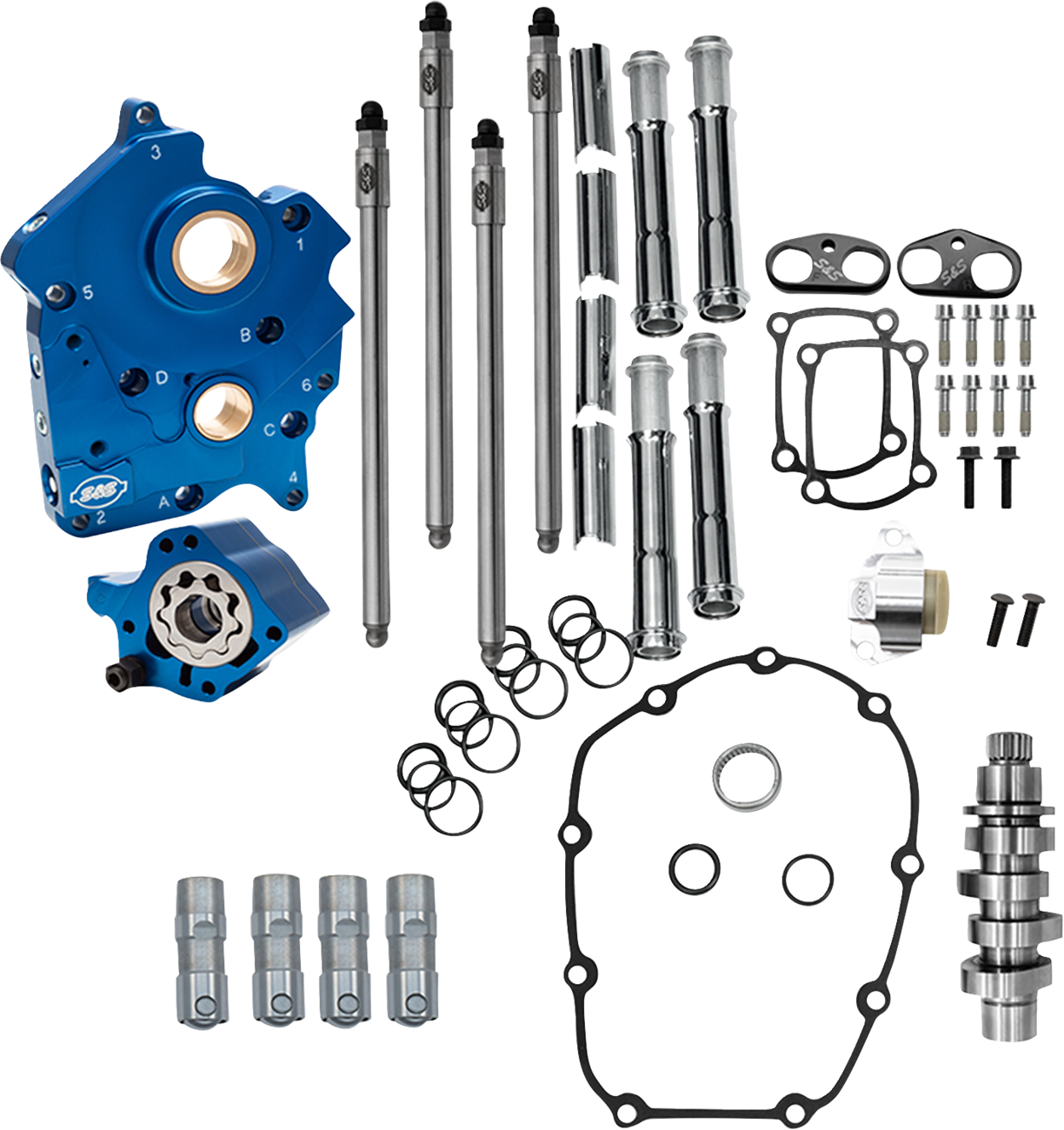 Cam Chest Kit - Oil Cooled - Chain Drive - 496 Cam - Chrome Pushrod Tubes - M8