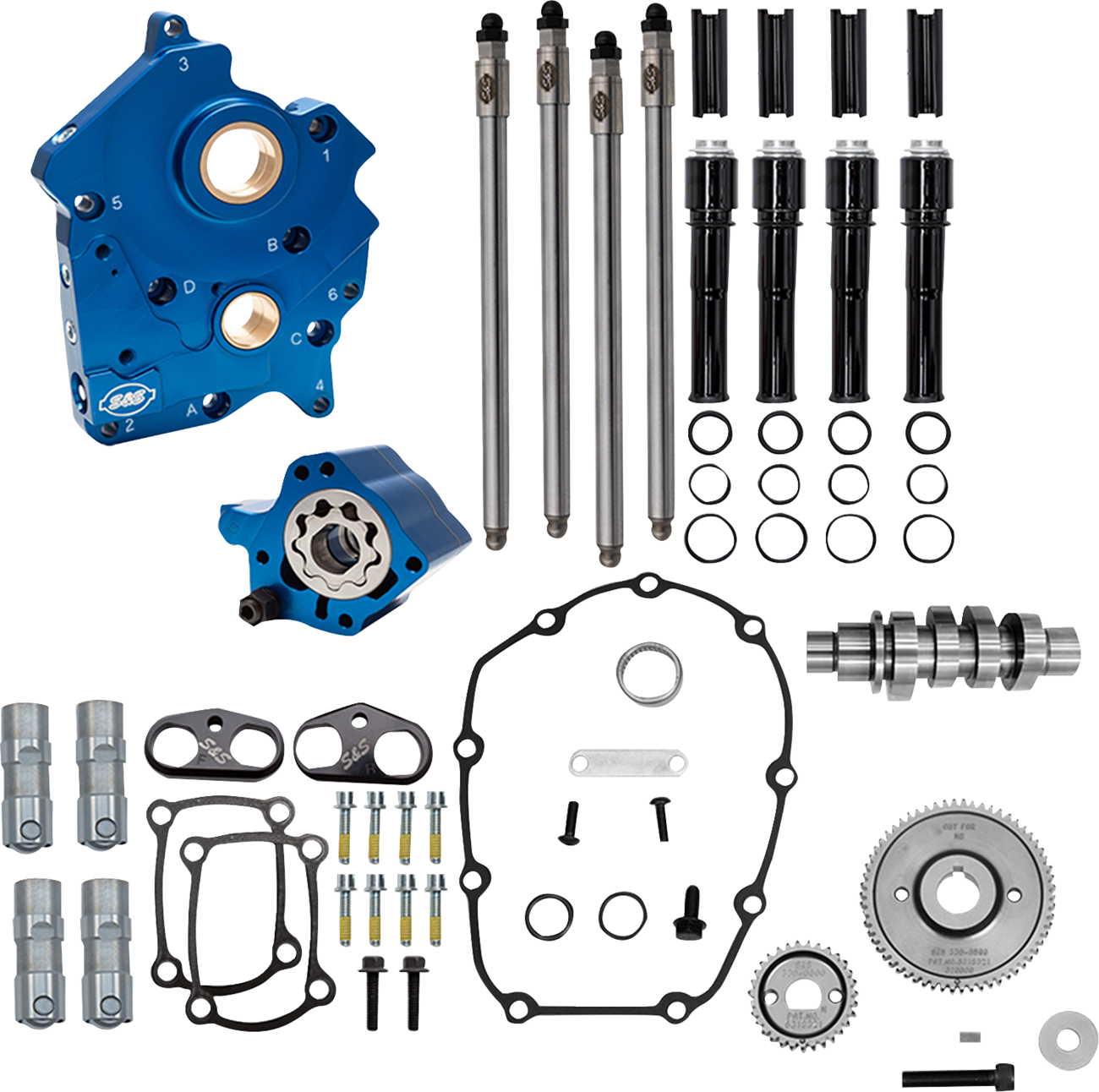 Cam Chest Kit - Oil Cooled - Gear Drive - 496 Cam - Black Pushrod Tubes - M8