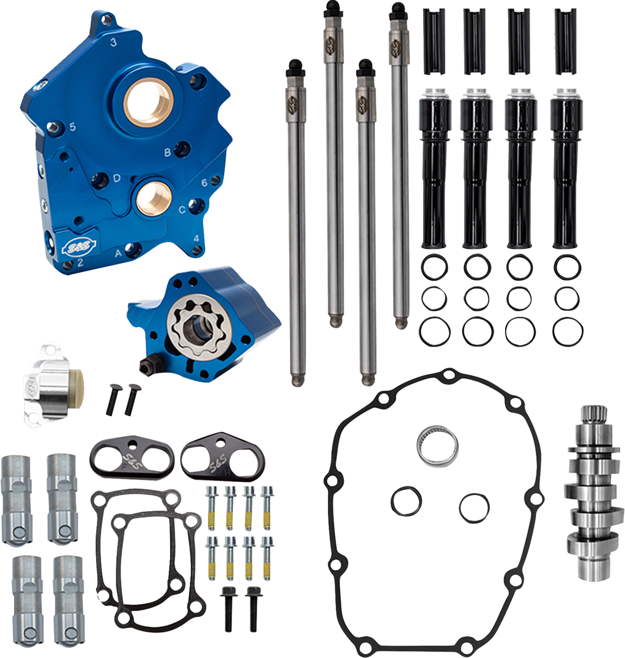 Cam Chest Kit - Water Cooled - Chain Drive - 496 Cam - Black Pushrod Tubes - M8