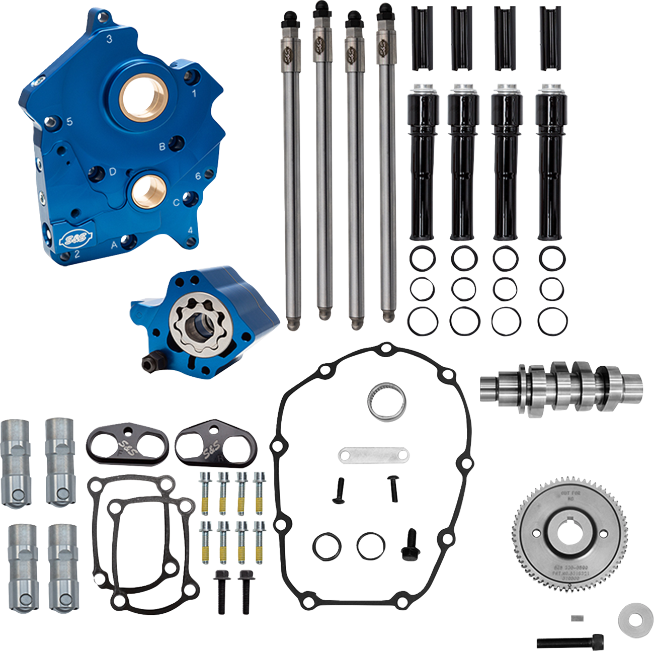 Cam Chest Kit - Water Cooled - Gear Drive - 496 Cam - Black Pushrod Tubes - M8