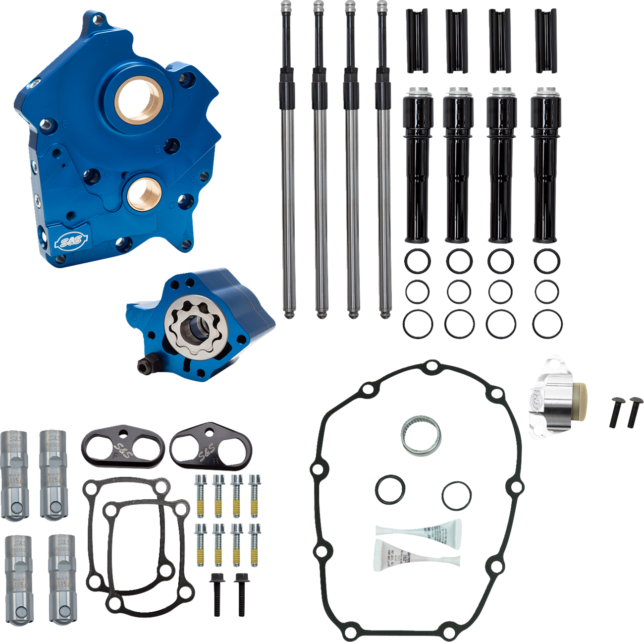 Cam Chest - Oil Cooled - Chain Drive - Black Pushrod Tubes - M8