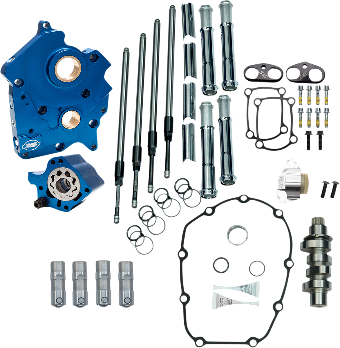 Cam Chest Kit - Water Cooled - Chain Drive - 465 Cam - Chrome Pushrod Tubes - M8