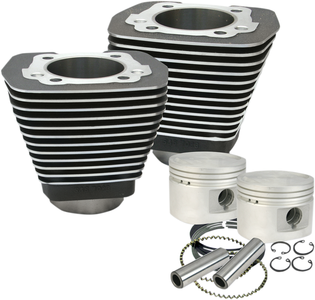 Cylinder & Piston Kit - 80" - Evolution Big Twin - Wrinkle Black