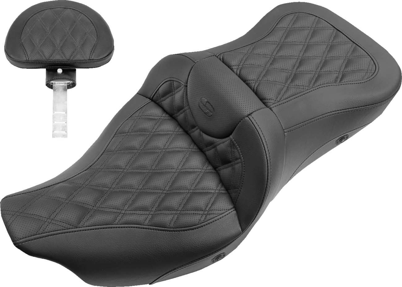 Roadsofa™ Seat - Heated - Full Lattice Stitch - with Backrest - Black - FL '09-'24