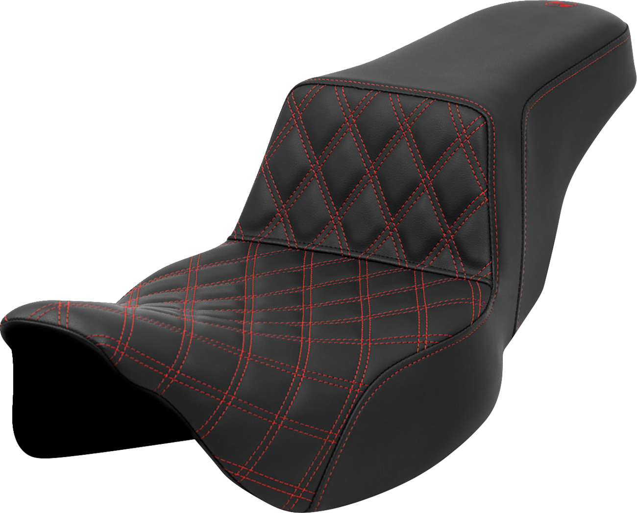 Step-Up Seat - Front Lattice Stitch - Red Stitch - Extended Reach - FLH/FLT '08-'23