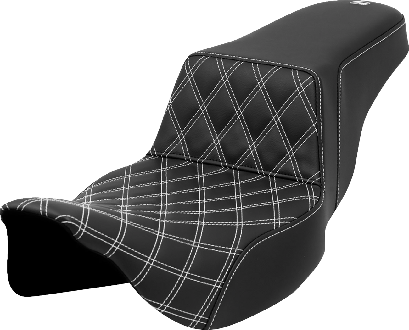 Step-Up Seat - Front Lattice Stitch - White Stitch - Extended Reach - FLH/FLT '08-'23
