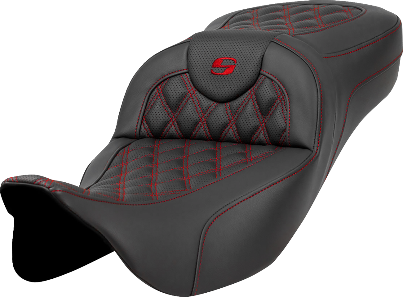 Extended Reach Roadsofa™ Seat - Lattice Stitch - Red Stitch - without Backrest - FL '08-'24