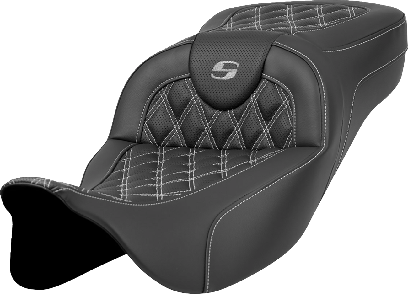 Extended Reach Roadsofa™ Seat - Lattice Stitch - Silver Stitch - without Backrest - FL '08-'24
