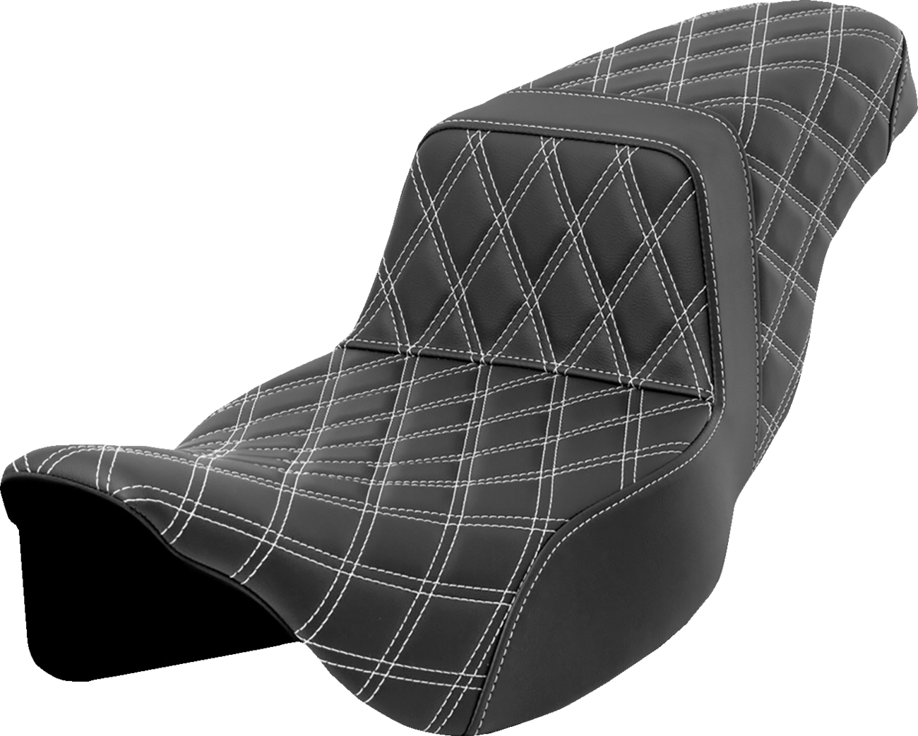 Step-Up Seat - Lattice Stitch - White Stitch - Extended Reach - FLH/FLT '08-'23