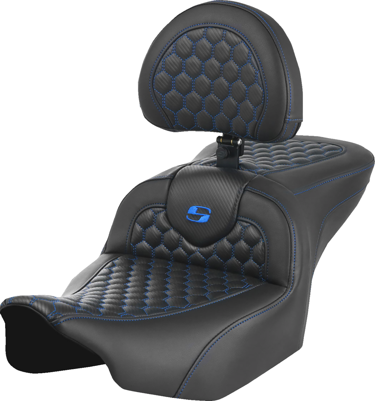 Roadsofa™ Seat - with Backrest - Honeycomb - Blue Stitch - FLTR/FLHX '23-'24