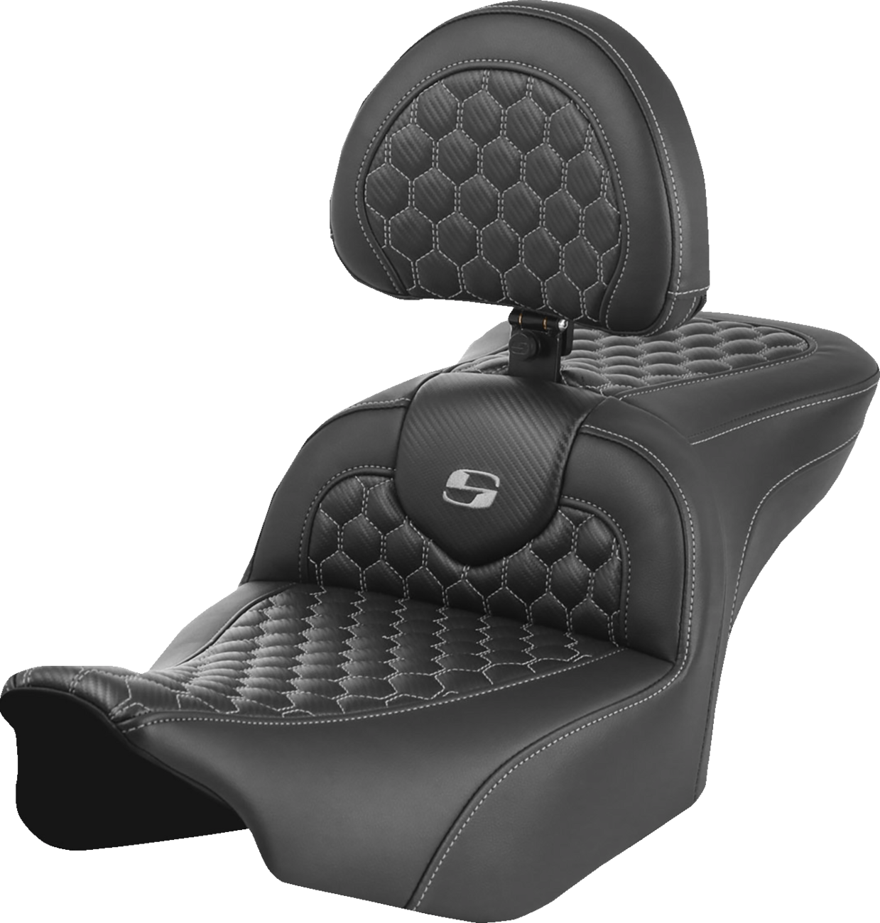 Roadsofa™ Seat - with Backrest - Honeycomb - Gray Stitch - FLTR/FLHX '23-'24