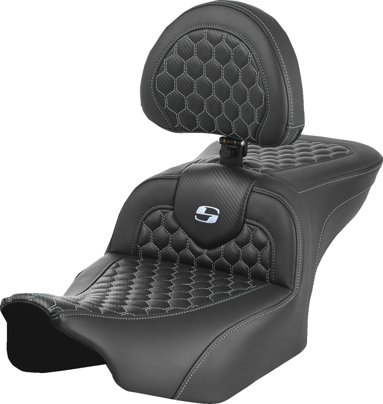 Roadsofa™ Seat - with Backrest - Honeycomb - Silver Stitch - FLTR/FLHX '23-'24